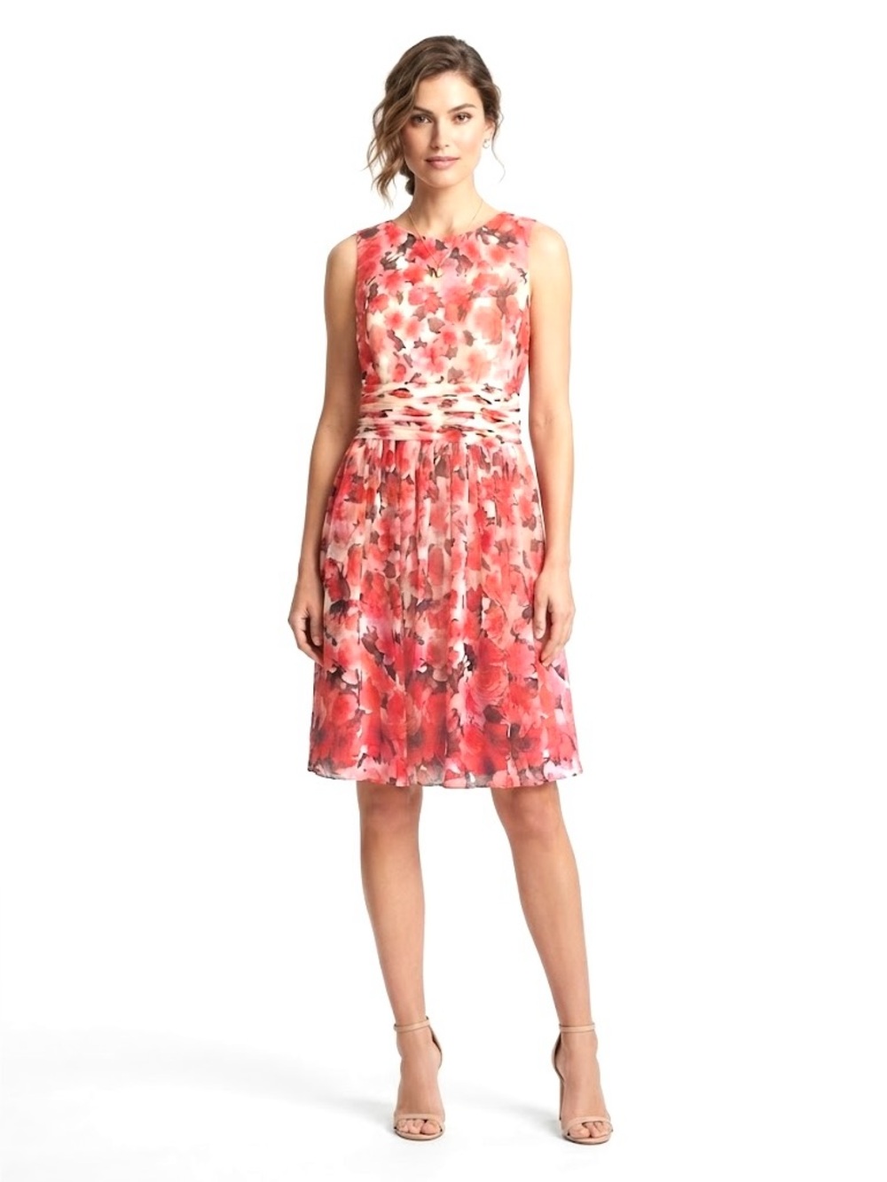 Lauren Ralph Lauren Floral Rose Printed Midi Dress Size 6 Petite